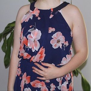 pink floral formal dress
